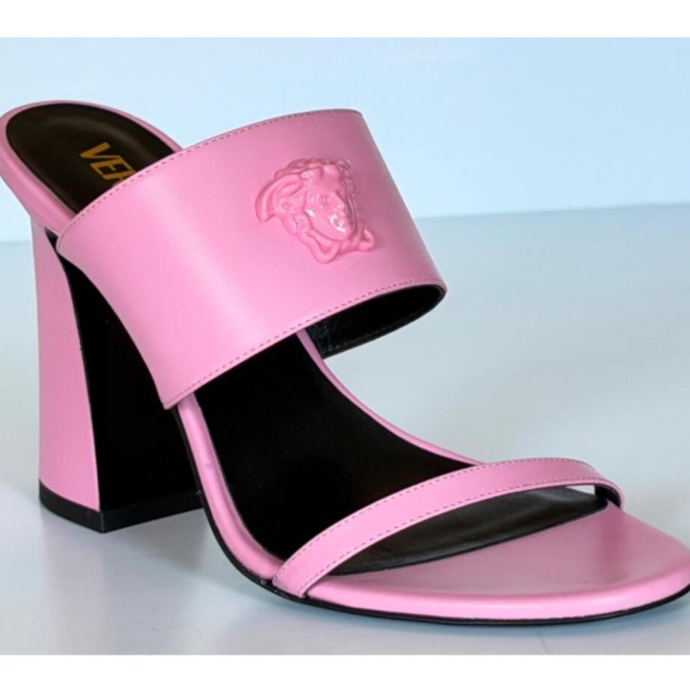 Versace Medusa pink leather mules sandals size 38.5